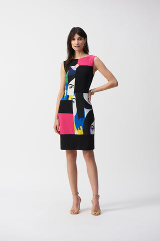 Silky Knit Color Block Sheath Dress