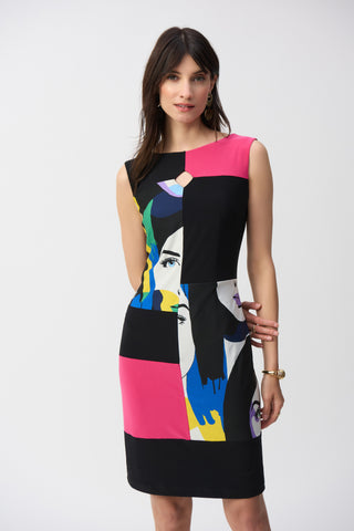 Silky Knit Color Block Sheath Dress