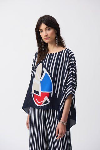 Georgette Abstract Print Poncho Top