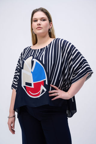 Georgette Abstract Print Poncho Top