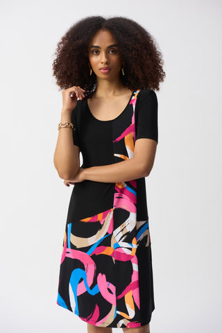 Abstract Print Trapeze Dress