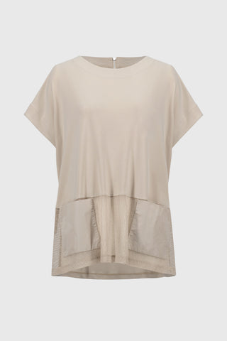 Silky Knit and Mesh Boxy Tunic