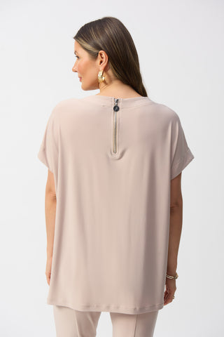 Silky Knit and Mesh Boxy Tunic