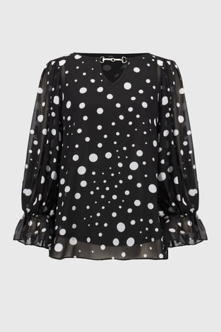 Long sleeves Dot Print Boxy Top