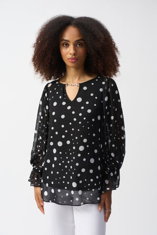 Long sleeves Dot Print Boxy Top