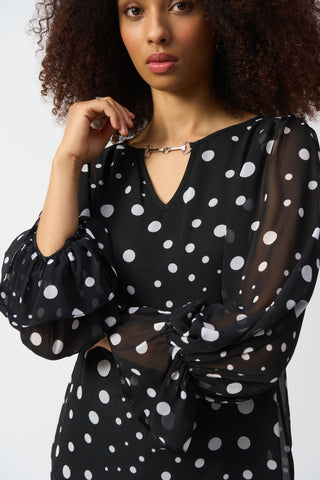 Long sleeves Dot Print Boxy Top