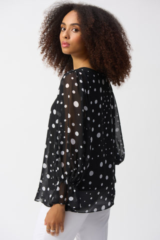 Long sleeves Dot Print Boxy Top