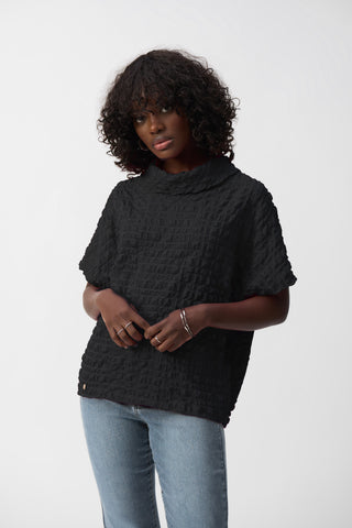 Cowl Neck Bubble Jacquard Boxy Top