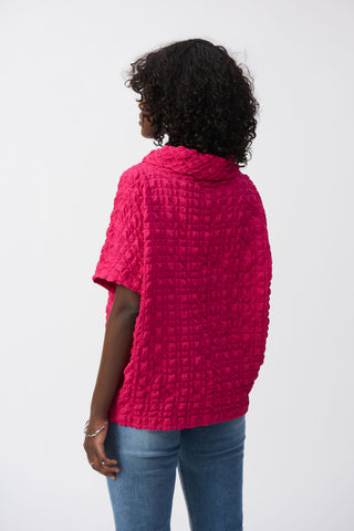 Cowl Neck Bubble Jacquard Boxy Top