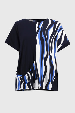 Short Sleeve Geometric Print Boxy Top