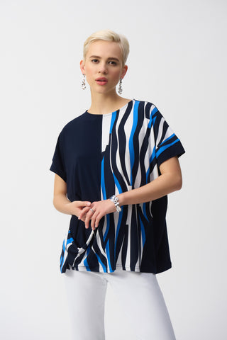 Short Sleeve Geometric Print Boxy Top