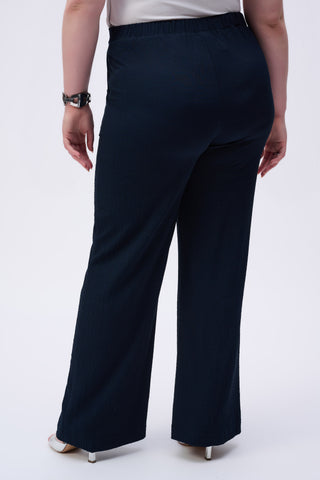 Seersucker Wide Leg Drawstring Pull-On Pants