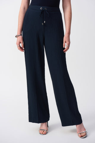 Seersucker Wide Leg Drawstring Pull-On Pants