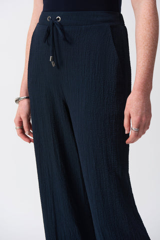 Seersucker Wide Leg Drawstring Pull-On Pants