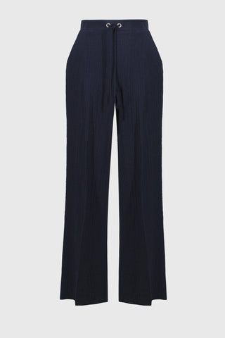 Seersucker Wide Leg Drawstring Pull-On Pants