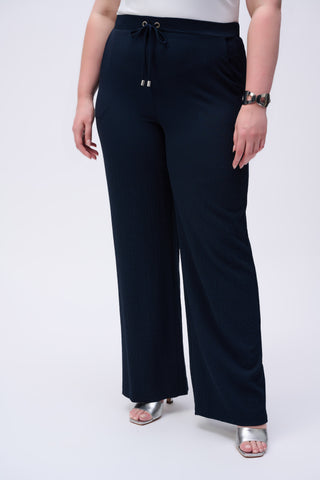 Seersucker Wide Leg Drawstring Pull-On Pants