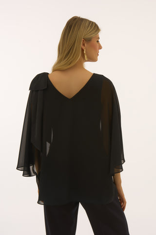 Chiffon and Silky Knit Poncho Top