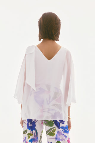 Chiffon and Silky Knit Poncho Top