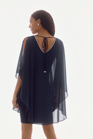 Signature Chiffon and Silky Knit Layered Dress