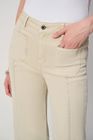 Gaucho Jeans With Embellished Front Seam