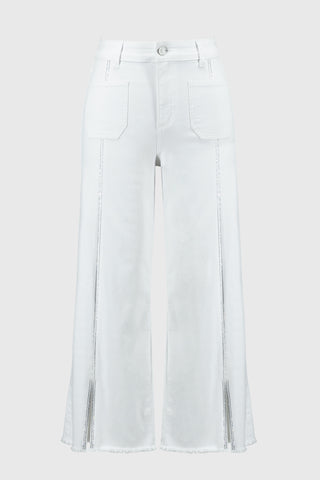 Gaucho Jeans With Embellished Front Seam