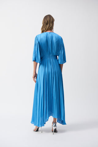 Pleated Satin Midi Dress