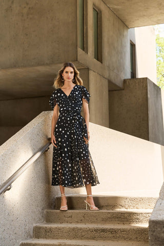 Polka Dot Print Wrap Dress