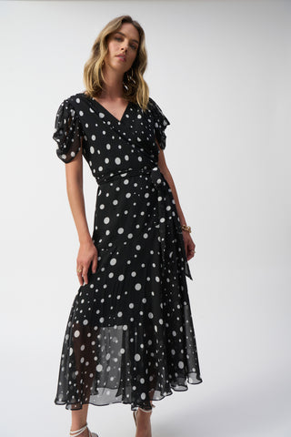 Polka Dot Print Wrap Dress