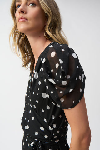 Polka Dot Print Wrap Dress