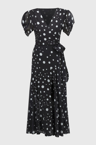 Polka Dot Print Wrap Dress