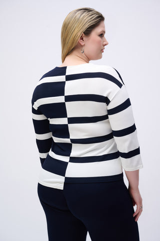 Striped Sweater Knit V-Neck Pullover