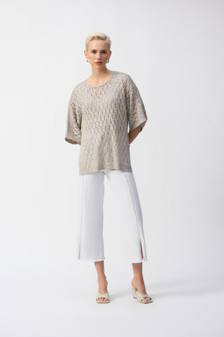 Pointelle Sweater Sequined Sweater