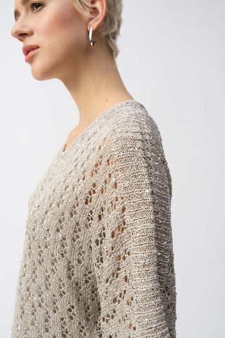 Pointelle Sweater Sequined Sweater