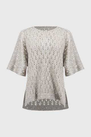 Pointelle Sweater Sequined Sweater