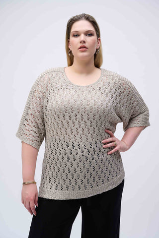 Pointelle Sweater Sequined Sweater