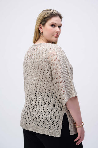 Pointelle Sweater Sequined Sweater