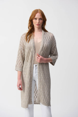 Pointelle Sweater Sequined Cardigan