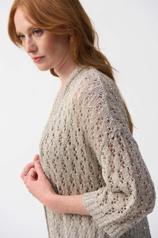 Pointelle Sweater Sequined Cardigan