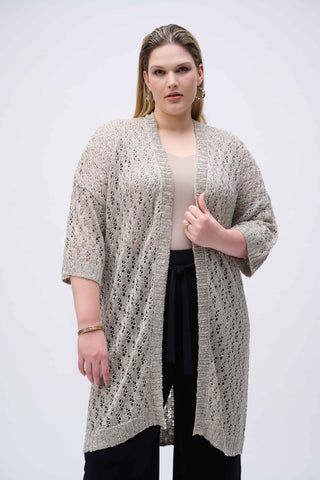 Pointelle Sweater Sequined Cardigan