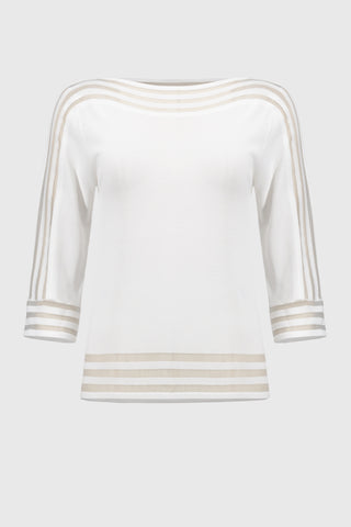 Sweater Knit Pullover with Mesh Stripe Detail