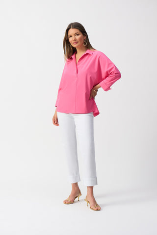 Poplin Boxy Shirt With Overlapping V-Neck