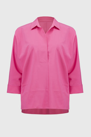 Poplin Boxy Shirt With Overlapping V-Neck