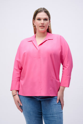 Poplin Boxy Shirt With Overlapping V-Neck