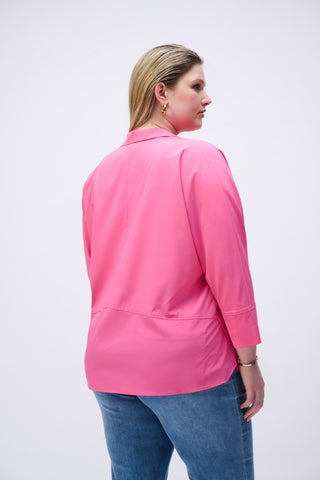 Poplin Boxy Shirt With Overlapping V-Neck