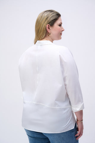 Poplin Boxy Shirt With Overlapping V-Neck