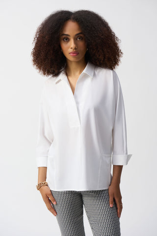 Poplin Boxy Shirt With Overlapping V-Neck