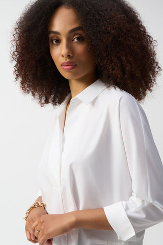 Poplin Boxy Shirt With Overlapping V-Neck