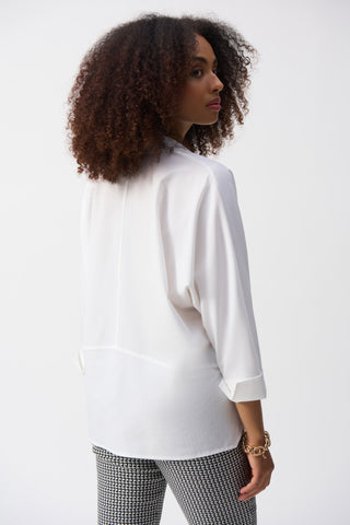 Poplin Boxy Shirt With Overlapping V-Neck