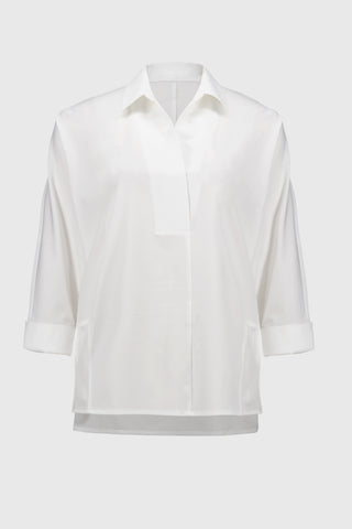 Poplin Boxy Shirt With Overlapping V-Neck