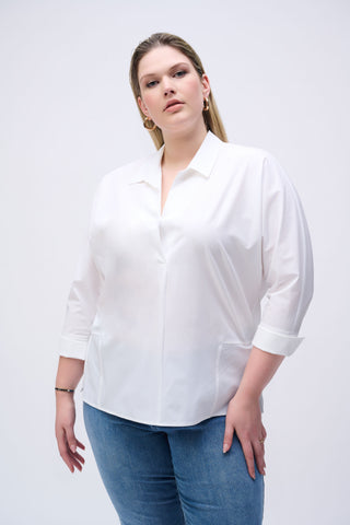 Poplin Boxy Shirt With Overlapping V-Neck